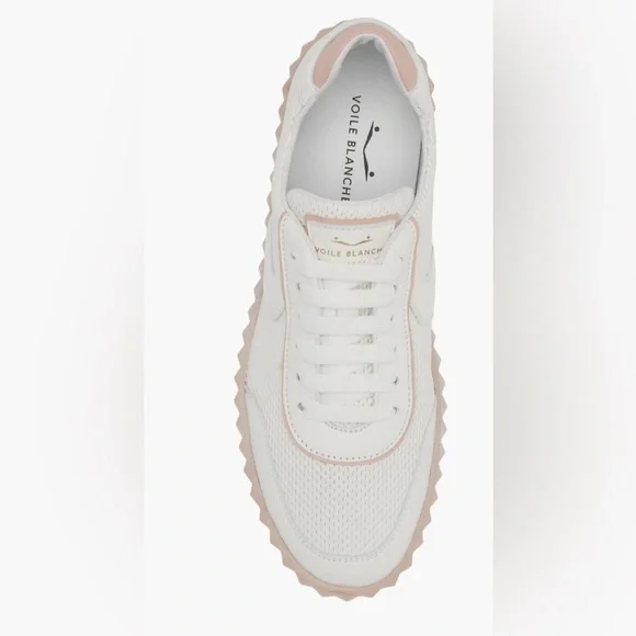 NWT VOILE BLANCHE SELIA Leather Sneakers in
White-Light Pink - Picture 5 of 14